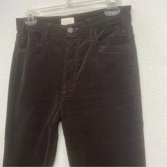MOTHER Mole Corduroy The Hustler Ankle Fray Brown Retro Flare Crop Pant 28 - Picture 5 of 12